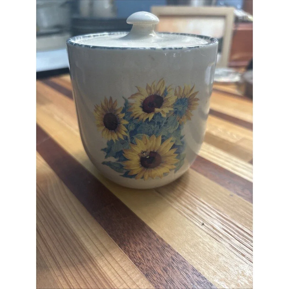 Home and Garden Ltd 2002 Sunflower Lidded Ceramic Jar